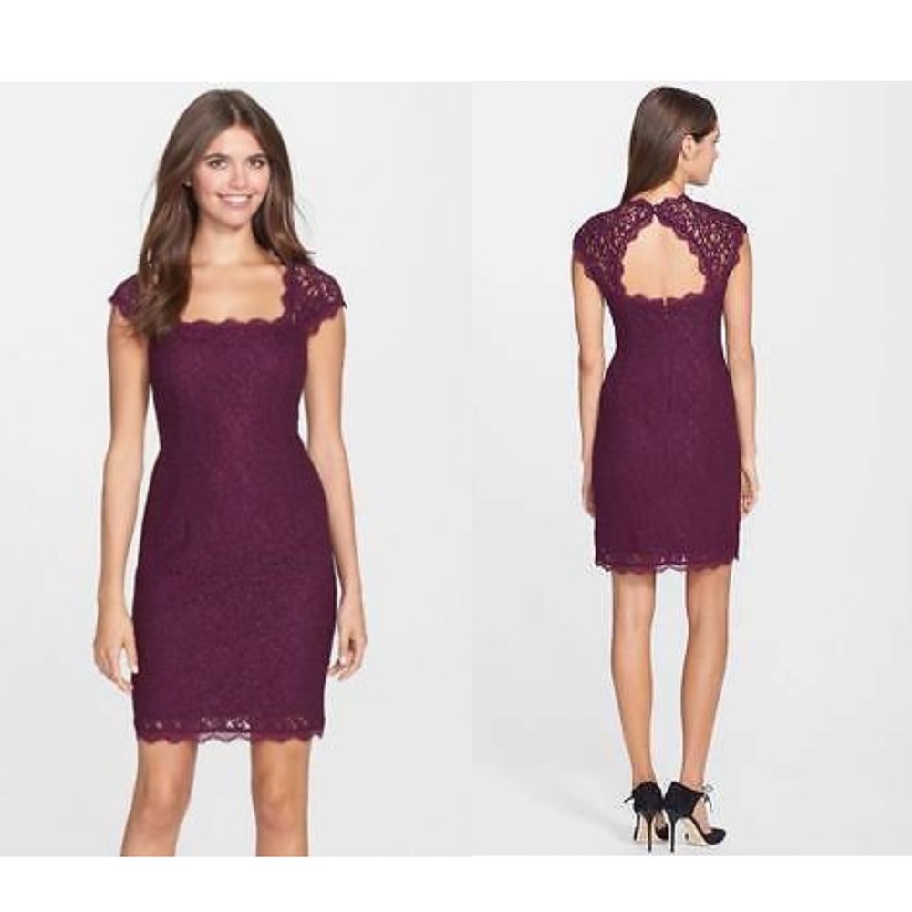 Adrianna Papell Mulberry Floral Lace Dress 14p